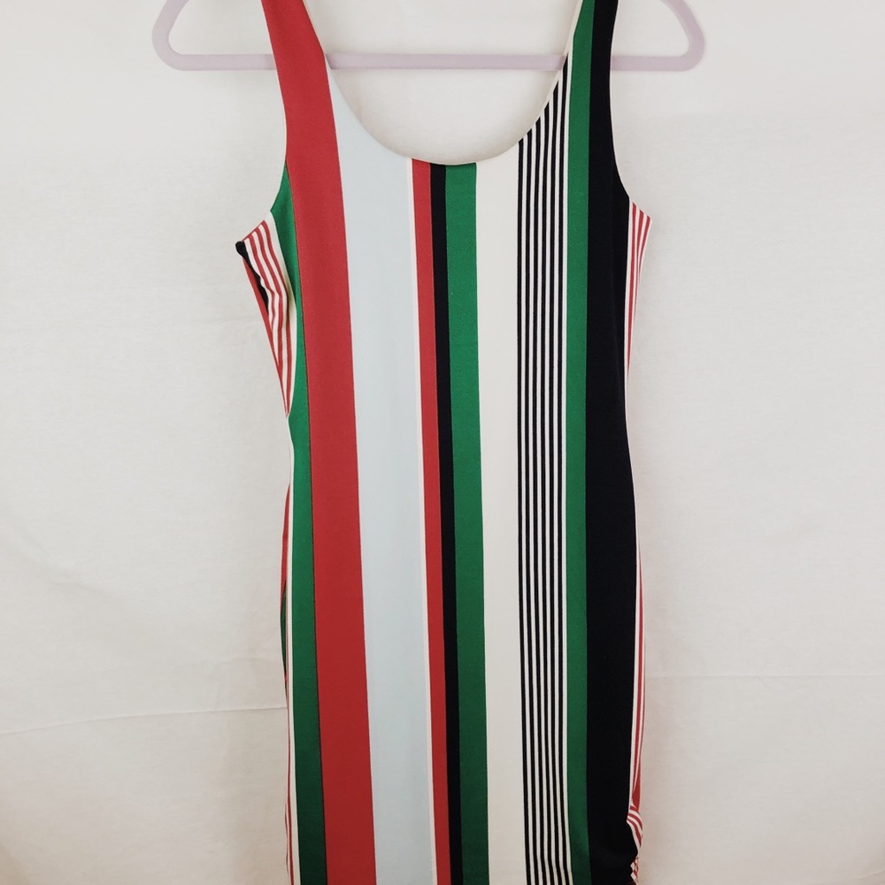 striped body con dress
